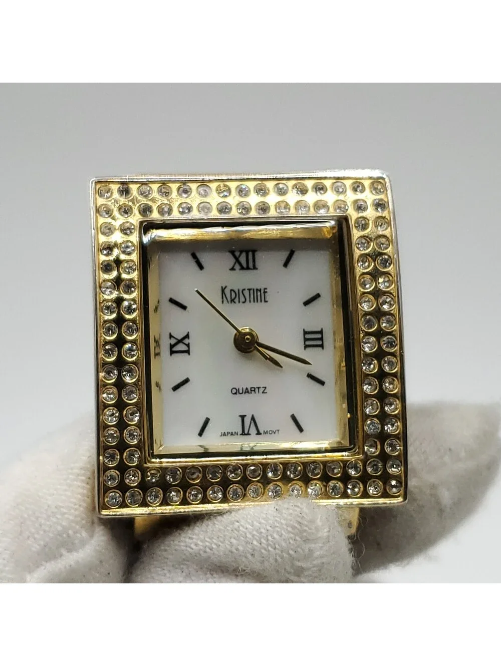 Kristine Rhinestone Bezel Square 24mm Womens Watch Gold Tone New Battery